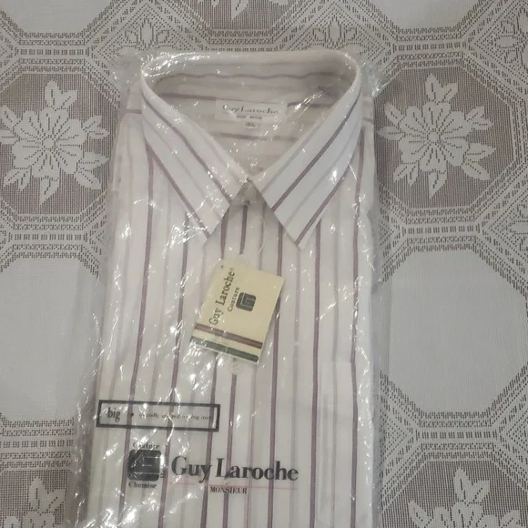 guy laroche dress shirts Vintage Guy Laroche Men's White Cotton Shirt - Size M